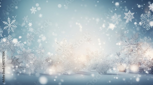Winter background, snowflakes. AI generative image. © vlntn