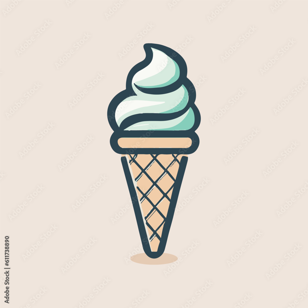 ice cream cone cartoon icon illustration. sweet food icon concept isolated