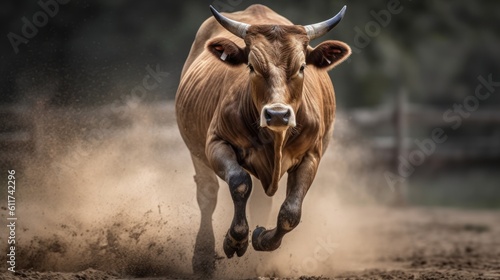 Cow. Wild Cow. Cow Running . Ai Generated Art.