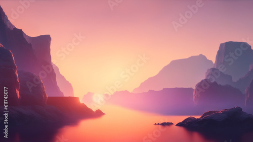 sunrise over the mountains Generative AI