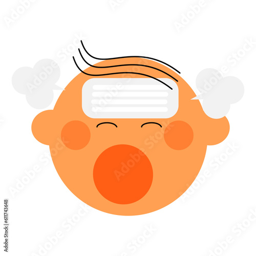 Cartoon character of irritation in newborn.