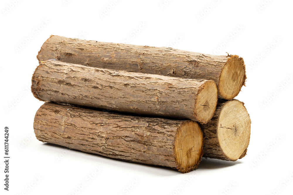 Several cut willow logs isolated over white background Several cut willow logs isolated over white background