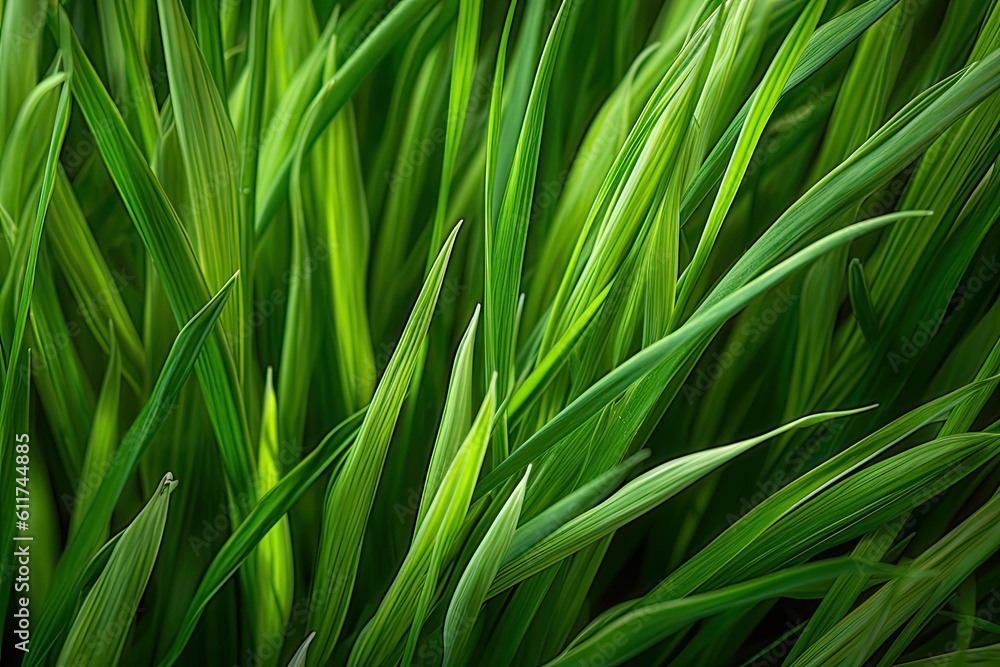 Grass Fed Barley Closeup. Freshness and Growth of Wyoming's EZ Rocking Ranch - Color Image, Horizontal View, Indoor Shot with No One in the Picture. Generative AI Grass Fed Barley Closeup. Freshness and Growth of Wyoming's EZ Rocking Ranch - Color Image, Horizontal View, Indoor Shot with No One in the Picture. Generative AI