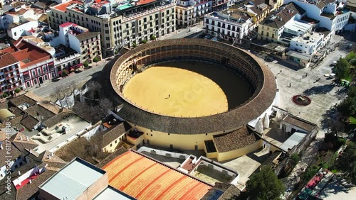 Aerial view above the beautiful Spanish city of Ronda in southern Spain