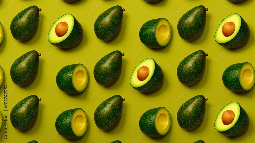 avocado with leaves cut in half with a stone in the background created with Generative Ai technology avocado with leaves cut in half with a stone in the background created with Generative Ai technology