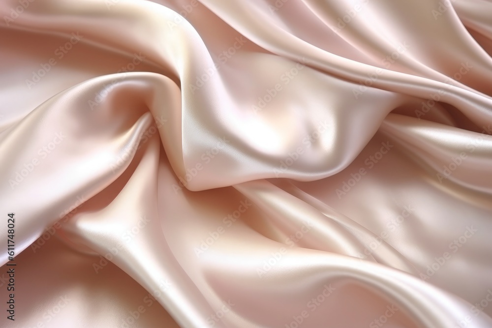 Fototapeta premium Silky or silk texture fabric material wallpaper background texture. Luxury satin flowing velvet cloth pattern. Generative AI