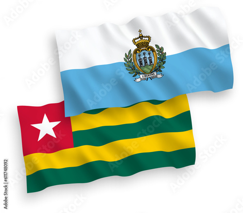 Flags of Togolese Republic and San Marino on a white background