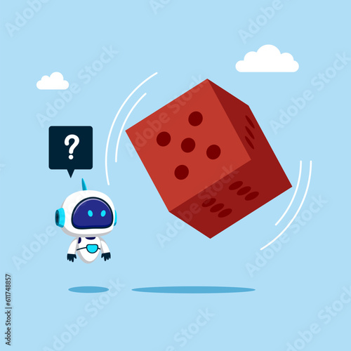 Uncertainty, the Robot with artificial intelligence guesses the number of dice.
