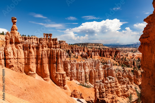 The famous Thor's Hammer. Bryce Canyon National Park is an American national park located in southwestern Utah. The major feature of the park is Bryce Canyon, a collection of giant natural amphitheate