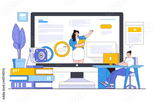 E-Learning Platforms and Virtual Education Concept with Person Attending an Online Class