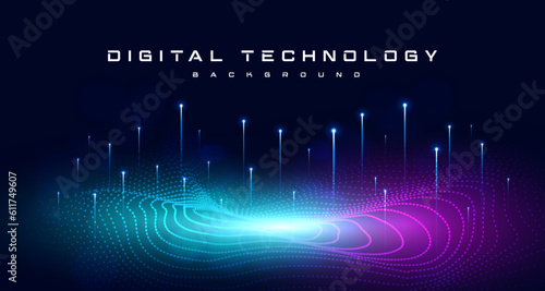 Digital technology metaverse neon blue pink background, cyber information, abstract speed connect communication, innovation future meta tech, internet network connection, Ai big data, illustration 3d