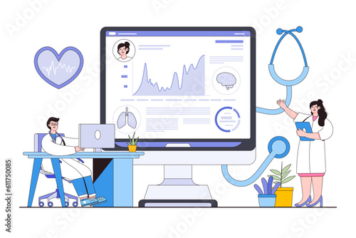 Digital Health Monitoring and Telemedicine Concept with Person Accessing Medical Records photo