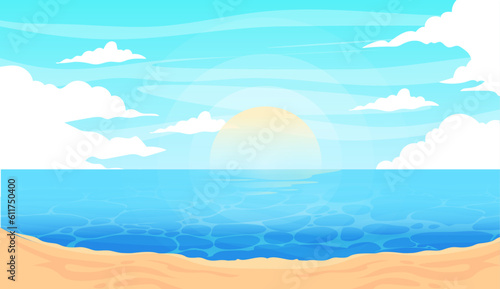 flat design beach landscape summer background © AinStory