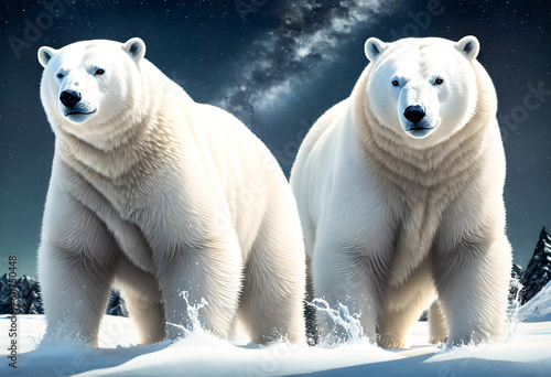 Polar bear on snowdrift melting ice floe in arctic sea. Saving the Earth before ecological catastrophy. climate change concept. AI Generative  illustration