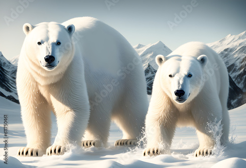 Polar bear on snowdrift melting ice floe in arctic sea. Saving the Earth before ecological catastrophy. climate change concept. AI Generative  illustration