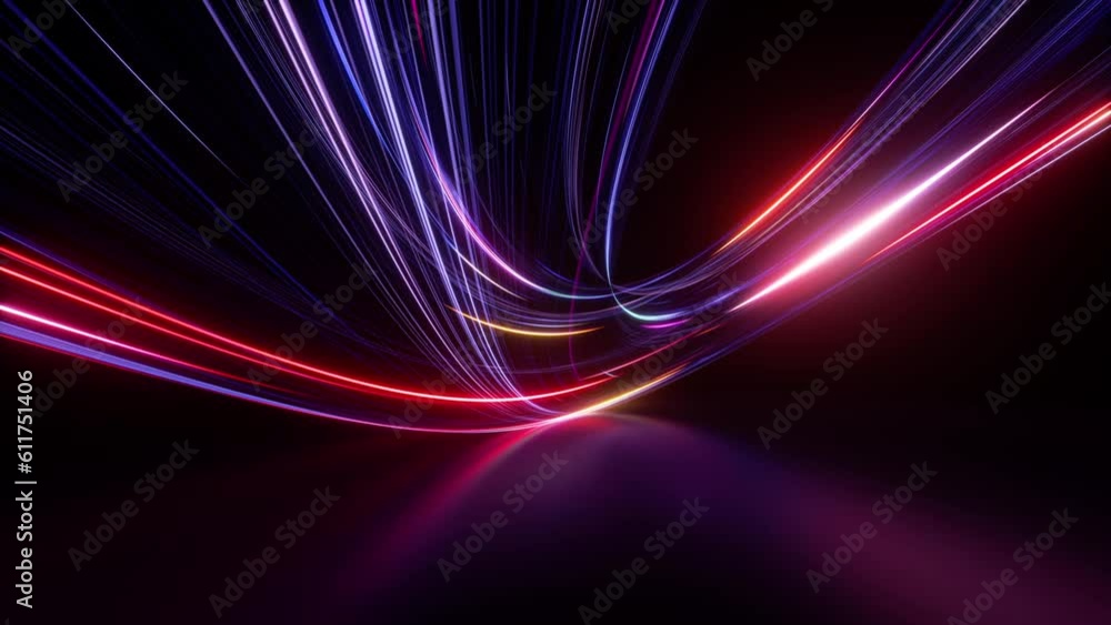 looping 3d animation. Abstract background of flowing neon lines moving endlessly in a circular path