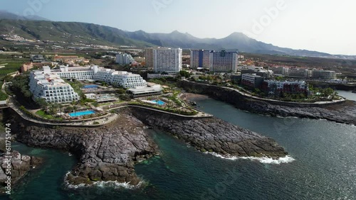 Aerial view above the resorts along the coast of Adeje - Punta de Ajabo and El Roque	 photo