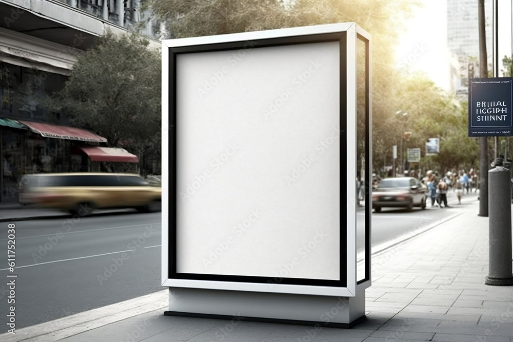 A billboard on the street as a showcase for your advertising in the city. Template for your image A billboard on the street as a showcase for your advertising in the city. Template for your image