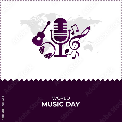 international music day. Vector illustration design. World Music day banner. poster, card and template. holiday concept. music day element. 