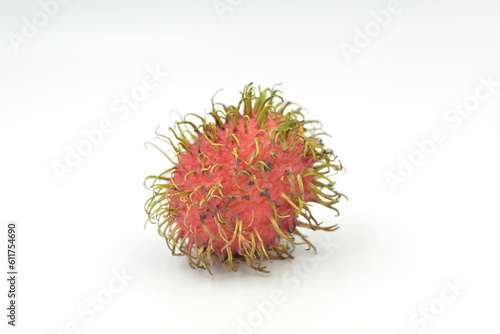 Red Rambutan on White Blackground