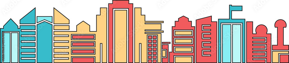 Fototapeta premium city skyline and skyscraper illustration