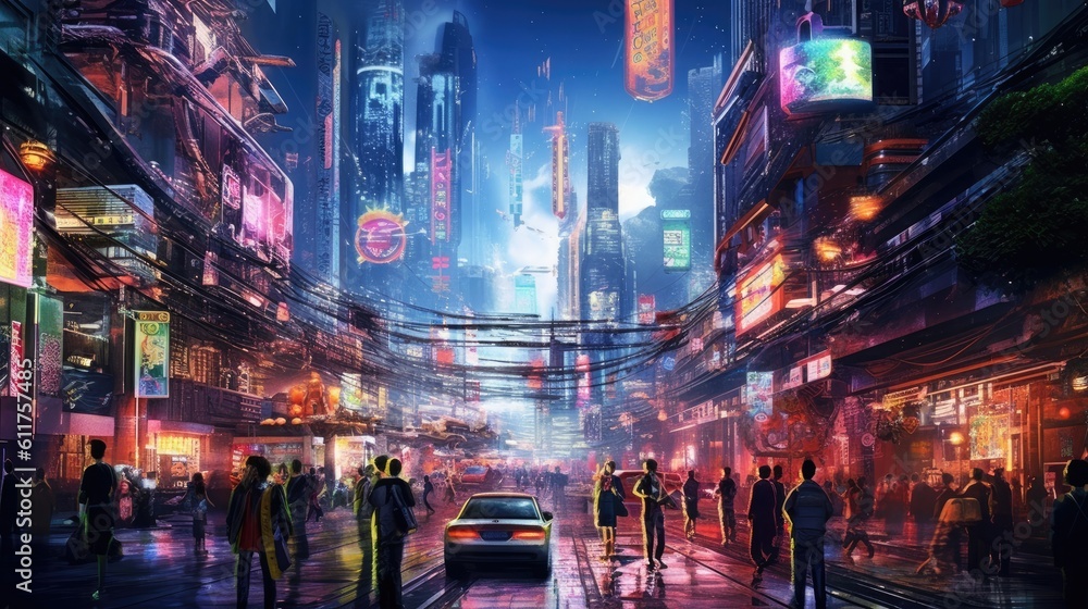 the futuristic world of artificial intelligence through a captivating technological landscape illuminated by vibrant neon lights the futuristic world of artificial intelligence through a captivating technological landscape illuminated by vibrant neon lights