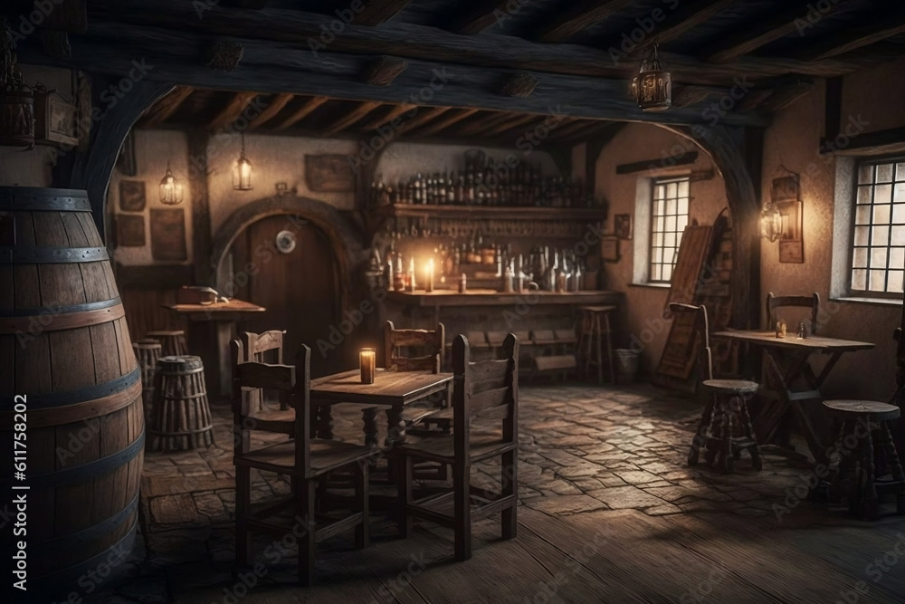 A dim view of a medieval tavern