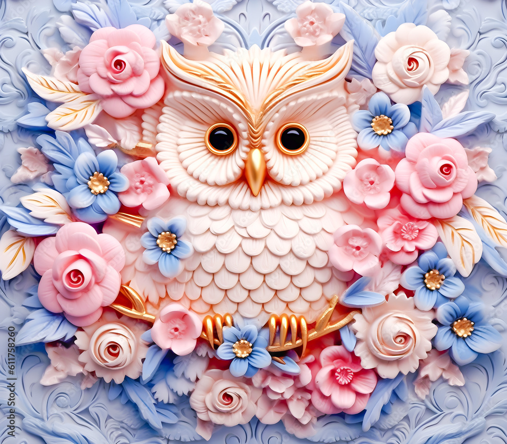 3D owl design, created with Generative AI technology 3D owl design, created with Generative AI technology