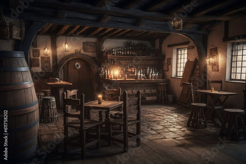 A dim view of a medieval tavern
