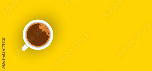 cup of coffee on a yellow background