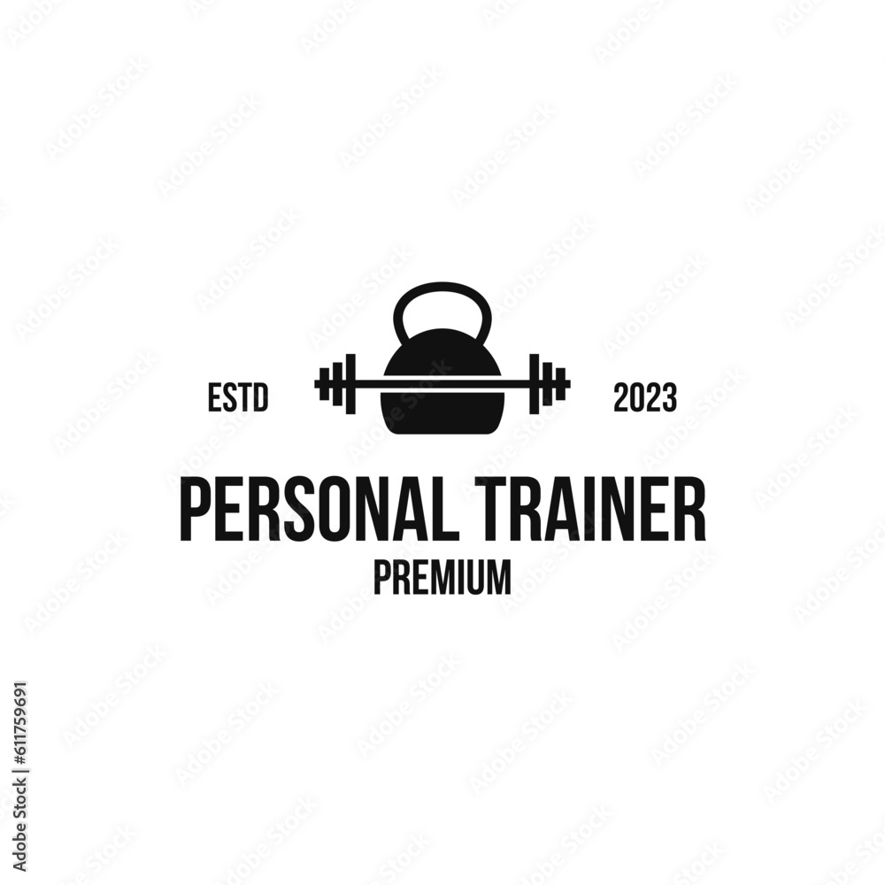Creative personal trainer logo design concept vector illustration idea Creative personal trainer logo design concept vector illustration idea