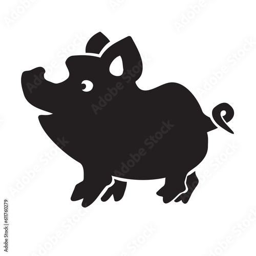 Symbol of the year of the pig, boar, black silhouette, vector illustration