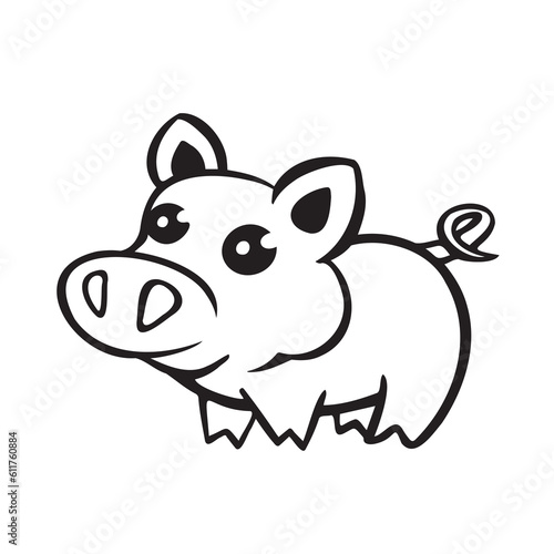 Symbol of the year of the pig, piglet, line, vector illustration