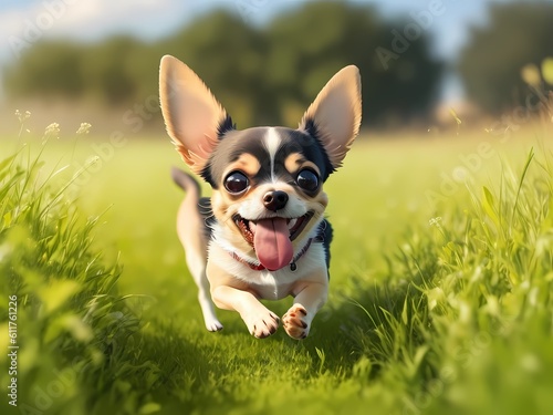 chihuahua puppy running happy, generative AI