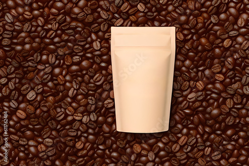 Coffee text background with coffee pouch packaging design