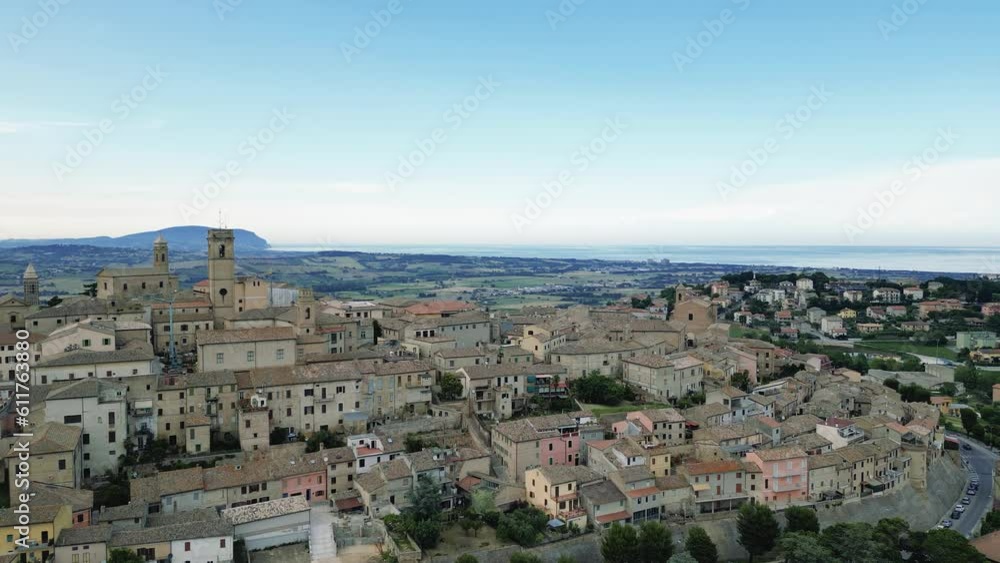 italy, june 2023 - aerial view of the medieval village of Potenza ...