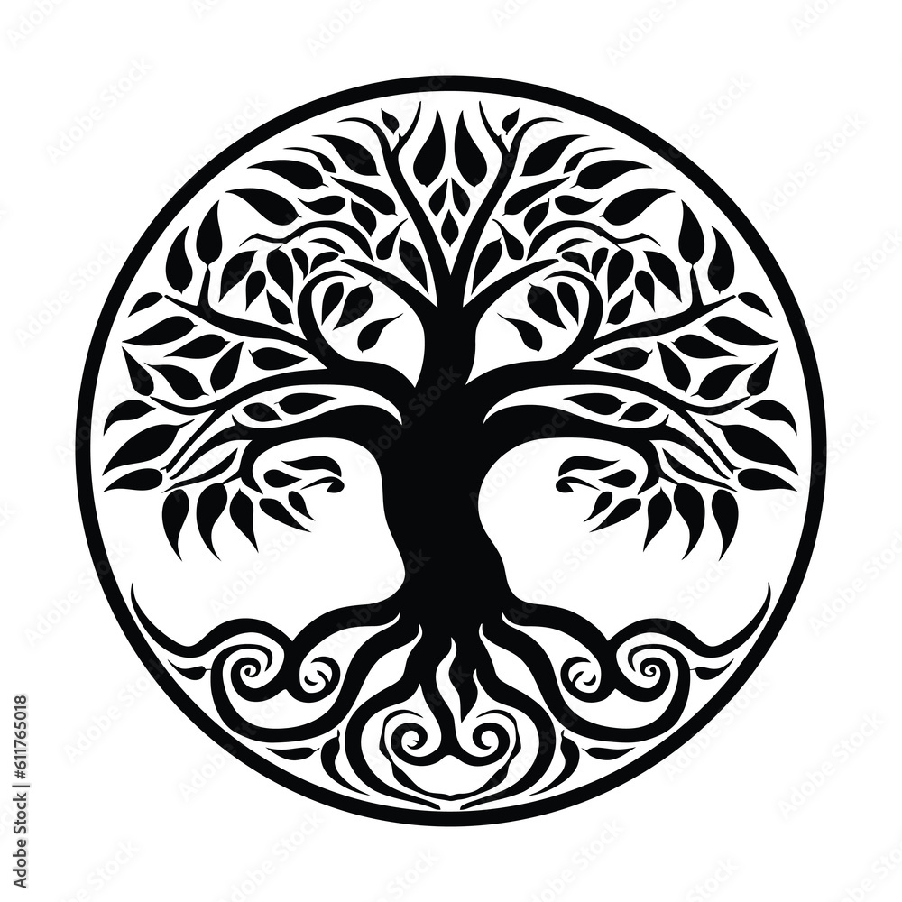 Celtic Tree of life decorative Vector ornament, Graphic arts, dot work. Grunge vector illustration of the Scandinavian myths with Celtic culture. Celtic Tree of life decorative Vector ornament, Graphic arts, dot work. Grunge vector illustration of the Scandinavian myths with Celtic culture.