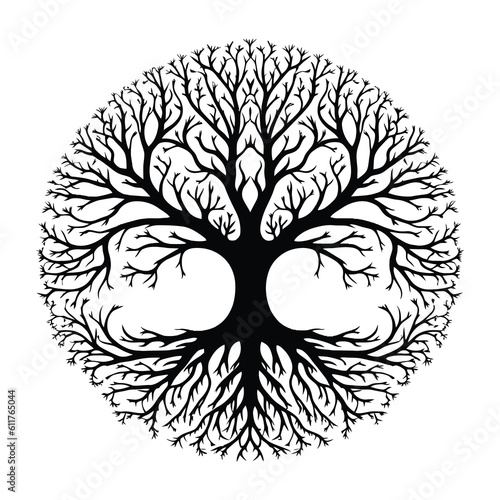 Celtic Tree of life decorative Vector ornament, Graphic arts, dot work. Grunge vector illustration of the Scandinavian myths with Celtic culture.
