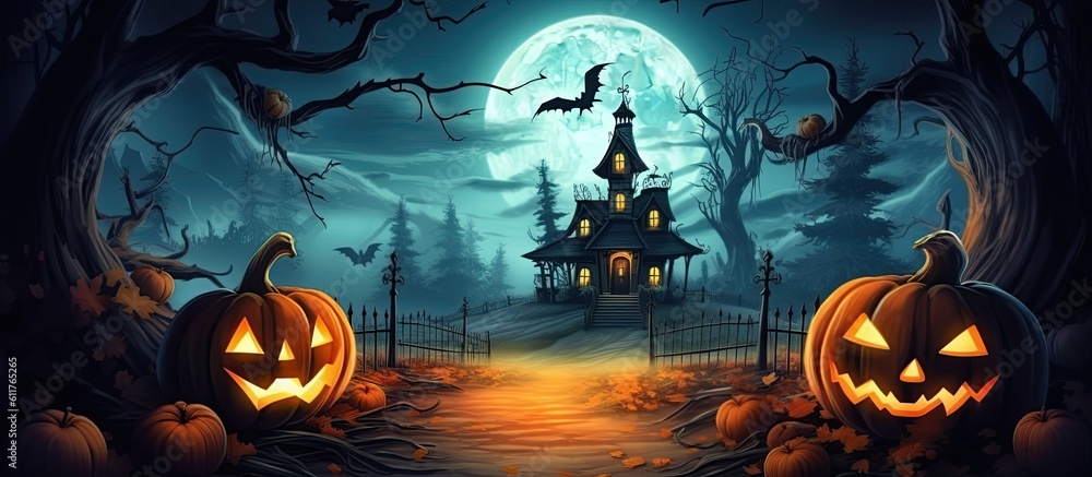 Fototapeta premium An illustration of Halloween cover , AI Generated