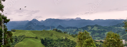 The majesty of Nevado del Ruiz in the Central Cordillera of Colombia. Mountain range next to the Nevado del Ruiz seen from Manizales. photo
