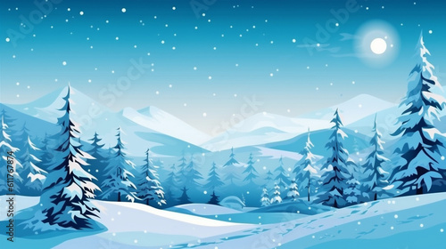 christmas tree snow fir blue white holiday winter background new year sky. Generative AI. © SHOTPRIME STUDIO