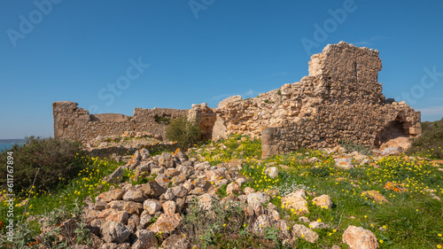 Ruin of the Fort of Almádena (Forte de Almádena, Forte de São Luís de Almádena) at the Algarve coast, Portugal