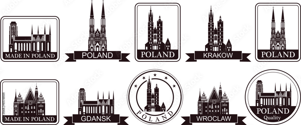 Poland set. Isolated Poland on white background Poland set. Isolated Poland on white background