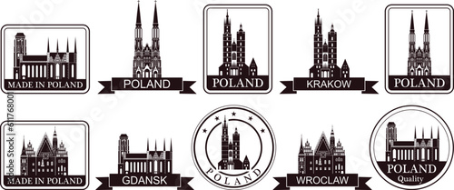 Poland set. Isolated Poland on white background