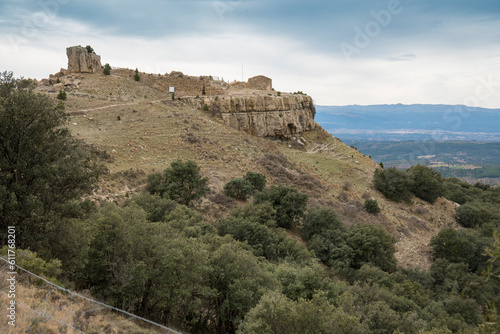 Santa Isabel chapel and antique settlement on top of a mountain in Rubielos de Mora Teruel Aragon Spain