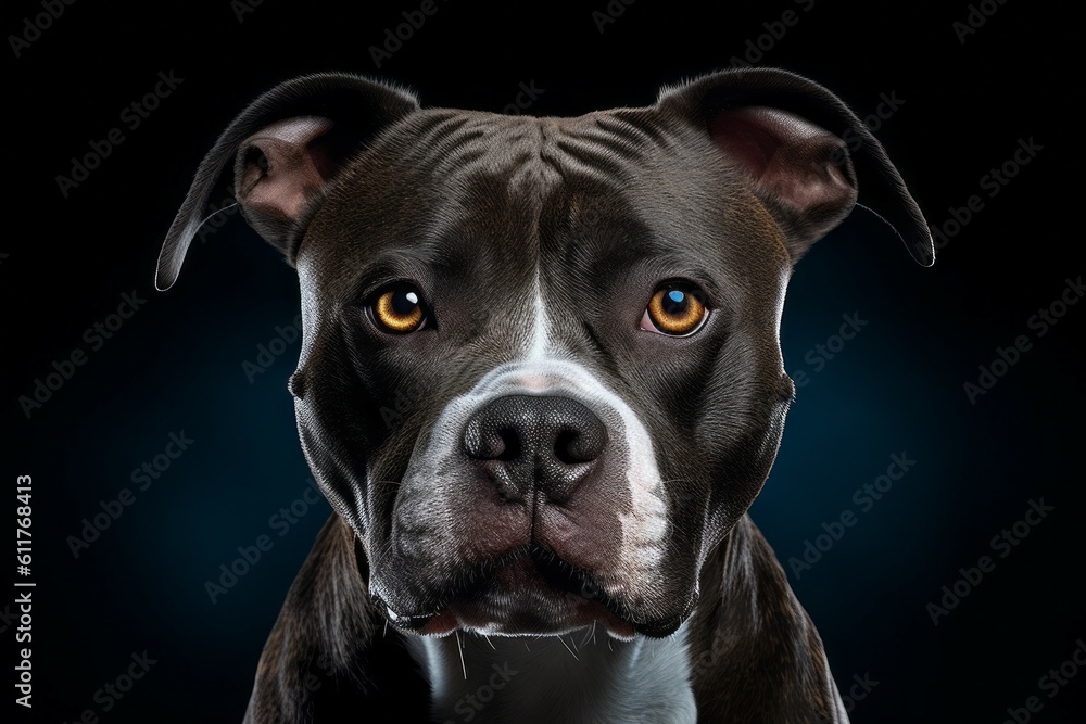 Studio portrait of a dog breed American Staffordshire Terrier. AI generated, human enhanced