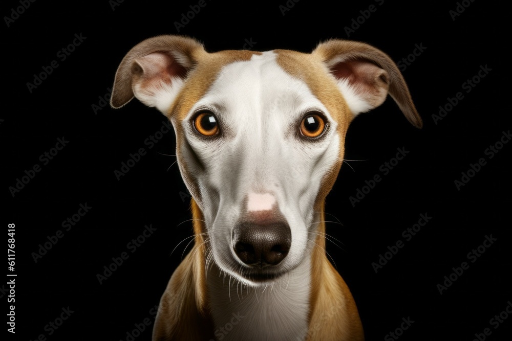 Studio portrait of a dog breed Whippet. AI generated, human enhanced