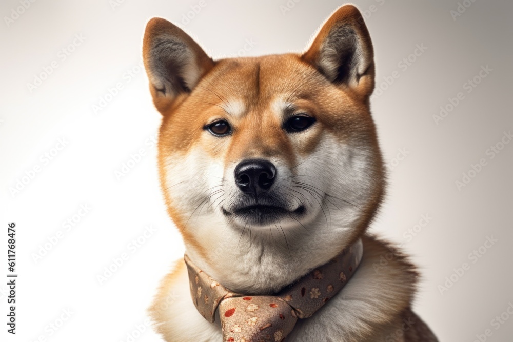 Anthropomorphic shiba inu dressed in a suit like a businessman. Business Concept. AI generated, human enhanced