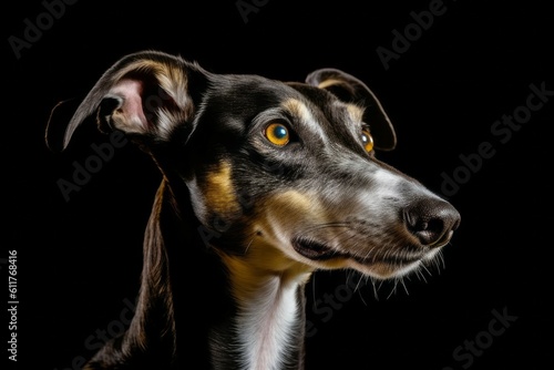 Studio portrait of a dog breed Greyhound. AI generated, human enhanced