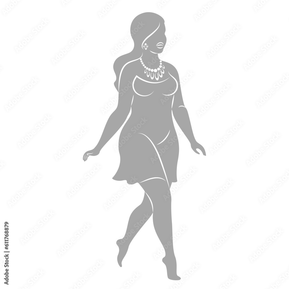 Fototapeta premium Silhouette figure of a slender woman. The girl is standing. The lady is full of beauty and sexuality. girl is overweight vector illustration